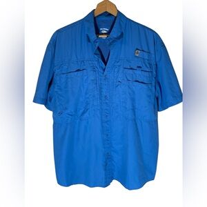 E3- Reel Legends - Men's Medium Fishing Shirt - Blue Short Sleeve Shirt